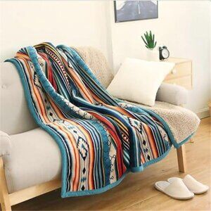 Boho Sherpa Throw Blanket 60x50 Soft Plush Flannel Couch